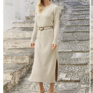 NWT PERUVIAN CONNECTION Cassidy beige alabaster knit long sleeve sweater dress